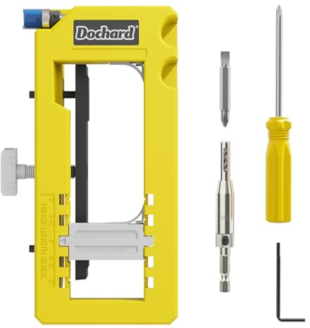 Dochard Door Hinge Jig, Mortiser, Router Jig, Template, Installation Kit, Fits 3'-5' Length & 1/4'-5/8' Thickness, Matt Finish, Green, Plastic