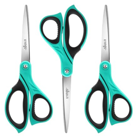 LIVINGO Scissors Set – Sharp Stainless Steel Blades, 3 Pack 8.5 Inch | Soft Handles, Ideal for School, and Home, Stores, Crafting, and Wrapping, Paper Cutting