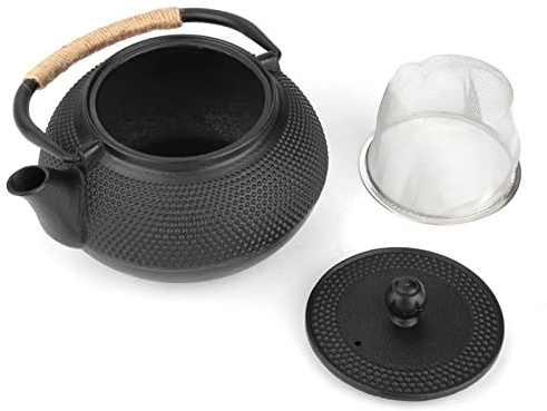 Teiera in ghisa, bollitore per tè nero da 0,8 l Teiera giapponese Tetsubin con infusore in acciaio inossidabile per teiera in ghisa a foglie sfuse per design a pois sul piano