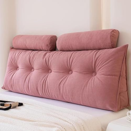 YSZBD Keilkissen Kopfteil Bett、StüTzkissen RüCken Bett、Kissen Bett RüCkenlehne、RüCkenstüTzkissen Bett、RüCkenkissen Sofa Groß、Buchkissen Lesekissen(#pink,150x50x20cm)