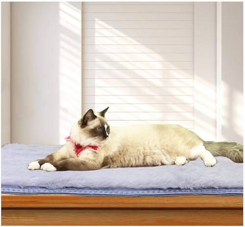 Soft Cat Dog Window Sill Pet Pad Perch,Fluffy Windowsill Dog Pet Mat Pillow Seat Bed, Cat Dog Cushion for Window Sill Mat (Gray, 12x24)