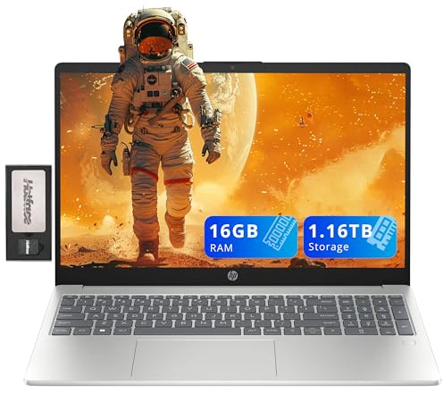 HP Computer portatile FHD antiriflesso da 15,6, Intel i3-N305, 16 GB di RAM, memoria da 1,16 TB (SSD da 1 TB + set docking station da 160 GB), grafica Intel UHD, lettore di impronte digitali, Num