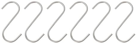QUARKZMAN 6 Stück Lange S Haken 4 Zoll Extra Lange Metall S-förmige Haken aus Hochmanganstahl S Haken Aufbewahrungswerkzeug für Küche Garten Badezimmer Garage Schrank, Silber