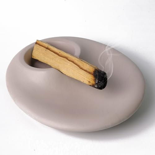 BEYLAB Soporte para varillas de incienso de cerámica Palo Santo Soporte para varillas de incienso de salvia blanca, cuenco de incienso, velas, smudge, quemador de incienso decorativo minimalista de