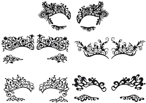 VINTORKY Eyeliner-Aufkleber Schwarzes Spitzen-Lochmuster Selbstklebende Augen Tattoos Zum Aufkleben 5 Paar Wiederverwendbare Augenaufkleber Für Cosplay Maskenball Festival Und Kostümparty