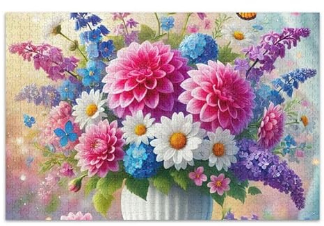Puzzle de 1000 pièces avec bouquet de fleurs et papillons - Puzzle éducatif et d'apprentissage amusant pour adultes et enfants