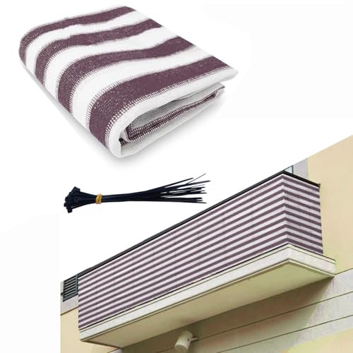 51buyoutgo Pantalla Privacidad Balcon 90x400cm, Cubre Tela Mallas Ocultacion Barandilla Balcon Privacidad Exterior, Balcony Privacy Screen Marrón