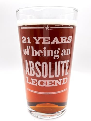 GhostMonkey 21st Birthday Gift for Boys, Men, Beer Glass Pint, 21 Years of Being an Absolute Legend