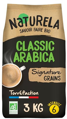 NATURELA - Café Grains Bio - Classique Pur Arabica Signature - 3 kg | Torréfaction Lente - Fabriqué en France
