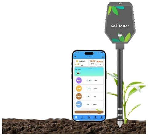 Misuratore ph Terreno, Misuratore di umidità del terreno con APP Bluetooth, registratore dati, misuratore di pH for la piantagione in giardino