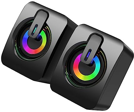 FUNNETOYU Enceintes De Jeu pour Ordinateur Petit Caisson De Basses Haut-Parleur avec Lumière Ambiance