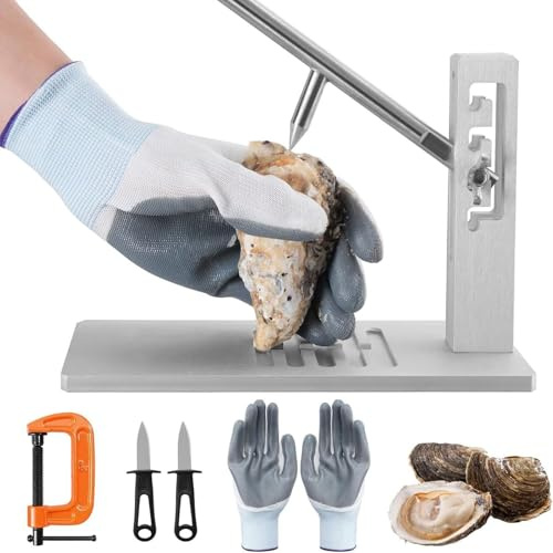 Oyster Clam Opener Machine, Oyster Shucker Machine With Glove Seafood Tool, 4 Adjustable Height, Stainless Steel Oyster Shell Opener Machine, For Family Buffet Restaurant Oyster Knife