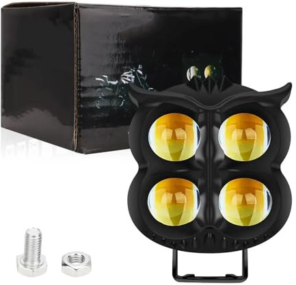 Rdtnvc Phare 1 Lampe Course Pour Moto Phare Moto Spot LED 4 Modes D'éclairage Double Couleur Blanc Jaune Stroboscope Feu Antibrouillard Phares Avant Assemblage