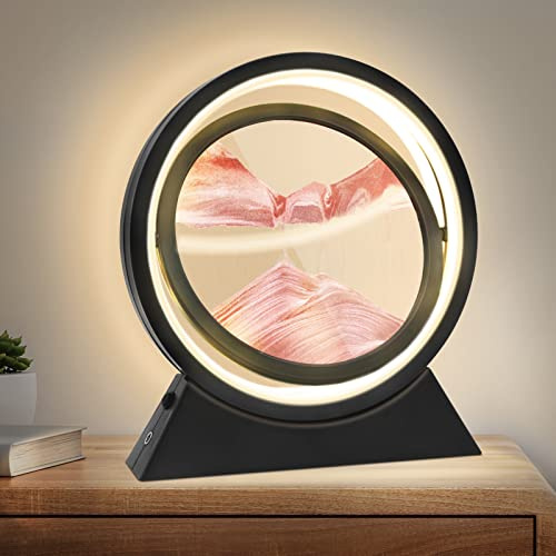 Wai Danie Sablier en verre 3D rond en forme de sablier en forme de sable en mouvement liquide sensoriel relaxant pour bureau, décoration de bureau (rouge)