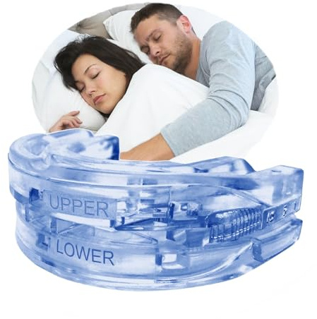 DOHUG Schnarchschiene Verstellbare Aufbissschiene gegen Schnarchen und Knirschen - Anti Schnarch Schnarchstopper - Anti-Snoring Mouth Guard - Verbessert Schlafqualität (Mattblau mittel)