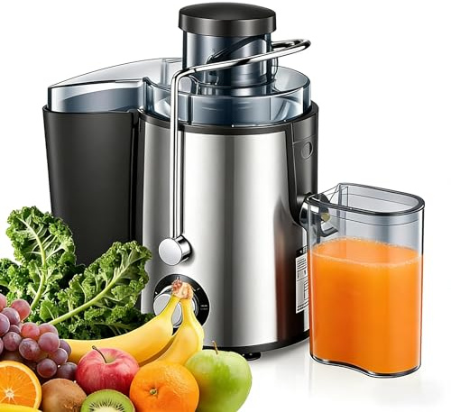 Juicer Machine,Efficient Centrifugal Juicer | 68mm Large Feed Chute for Whole Fruit and Vegetable Extraction, 3 Adjustable Speeds, Easy to Clean Design – Ideal for Family and Healthy Living，Stainless