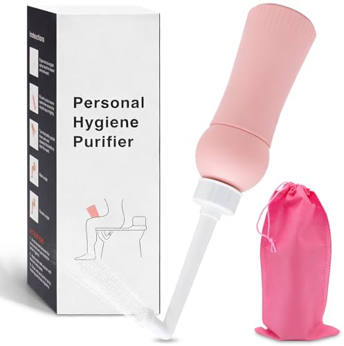 Sythrix Portable Bidet Bottle with Travel Case, 500ml Retractable Handheld Personal Hygiene Spray for Travel and Home, Ideal for Postpartum, Camping, Saves Toilet Paper (Pink)