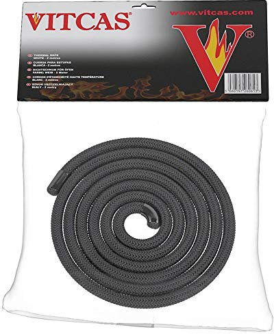 VITCAS 6mm 2m Black Stove Fire Rope for sealing Jointing and Gasketing - Suitable for wood-fired and multi-fuel stoves
