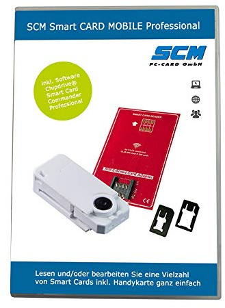 SCM Smart Card Mobile Prof – Kartenleser und Software zum Auslesen der SIM | inkl. Adapter Mini Micro Nano SIM / SIM Karte Handy am PC bearbeiten