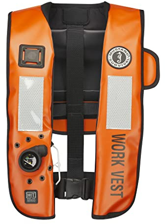 Mustang Survival - HIT Inflatable Work Vest for Adults (Orange & Black - One Size Fits All), Auto Hydrostatic, Enhanced Mobility and Reduced Heat Stress, 35 lb. of Buoyancy