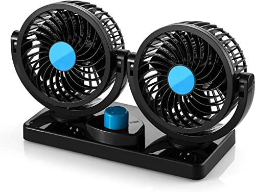 SUPAREE électrique Ventilateur de Voiture 12V Speed Changer d'été de Refroidissement d'air pour siège arrière Passager/bébé/Animaux de Compagnie (360 ° Rotatif)