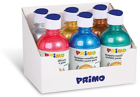 PRIMO - Abwaschbare Temperafarben für Kinder ab 3 Jahren und Erwachsene, 300 ml mit Spender, Temperafarben zum Bemalen von Papier, Stoff, Glas, Malerei, Schreibwaren, Kreative Arbeiten, Hobby