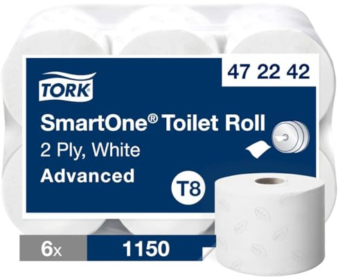 Tork 472242 SmartOne Toilettenpapierrolle, Weiß, 2-lagig, 207m Länge