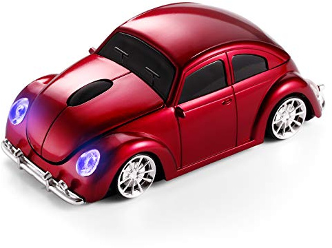 BKLNOG Classic Car Shaped Mouse [Updated] with LED Headlights, 1600 DPI, 2.4Ghz Wireless Computer Mouse, Comfortable for Every Use, Red
