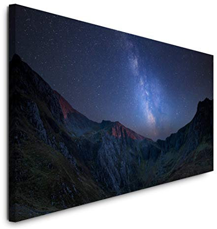 Paul Sinus Art GmbH Berge vor einem See 120x 50cm Panorama Leinwand Bild XXL Format Wandbilder Wohnzimmer Wohnung Deko Kunstdrucke