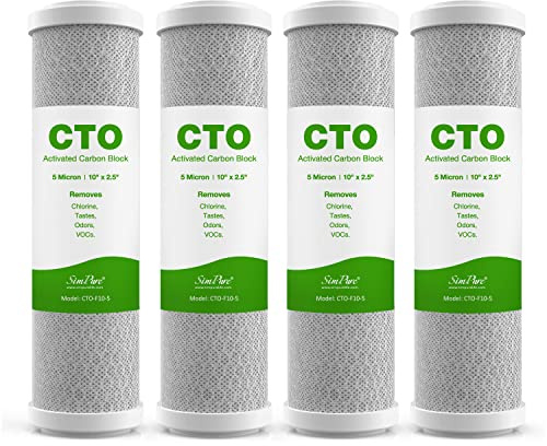 SimPure 5 Micron 10 x 2.5 Whole House Carbon Sediment Water Filter Cartridge Replacement for Home Under-Sink & Countertop Filtration System