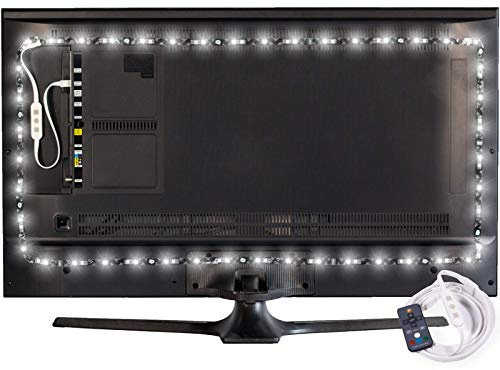 Luminoodle Premium USB LED Hintergrund-Beleuchtung (5m), 6500K tageslicht weiß und 15 Farben (mit Fernbedienung), LED-Bias Beleuchtung für HDTV-, TV-Bildschirm und PC-Monitor, LED-Strip selbstklebend