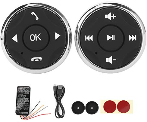 Bouton multimédia télécommande pour Volant Portable sans Fil Bluetooth USB contrôleur Rechargeable Appels téléphoniques contrôleurs de Musique Commande au Volant+Commande au Volant+Commande au Volant