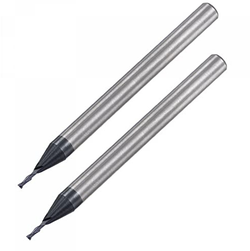 sourcing map 2 Stück VHM Schaftfräser 1 mm, 2 Zähne, Klingenlänge 3 mm Geschwärzt (passiviert)-Beschichtung CNC Fräser für Edelstahl, Verbundwerkstoffe und Legierungen, Schwarz