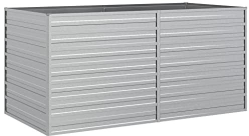 vidaXL Garten Hochbeet Pflanzbeet Gemüsebeet Pflanzkasten Blumenbeet Blumenkasten Frühbeet Pflanzkübel Blumenkübel 160x80x77cm Verzinkter Stahl Silbern