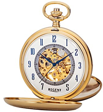 Regent Herren Taschenuhr Savonnette Skelett 53 MM Mechanischer Handaufzug Arabische Zahlen P-706