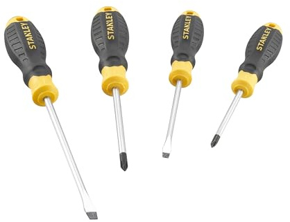 Stanley Cushion Grip™ Screwdriver Set, 4 Piece, Engineered from high-Strength, Chrome Vanadium Steel to Reduce the Chance of tip Breakage