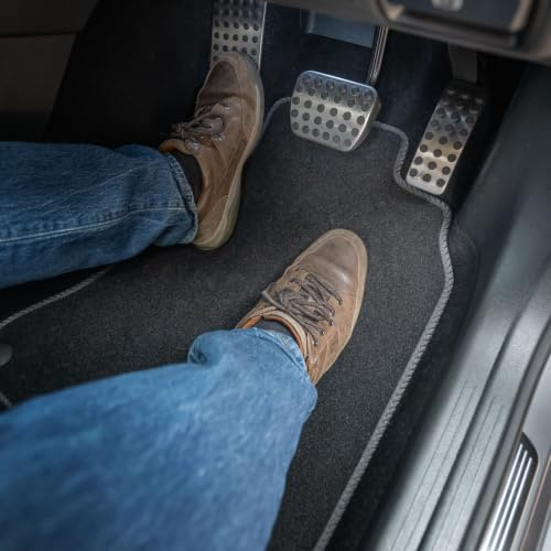 Compatible with VW Golf (2013-2020) Carpet Car Mats | Grey Edge Trim Tailored Fit Floor Mats Full Coverage Protection Accessories Easy Clean Anti Slip Made in the UK