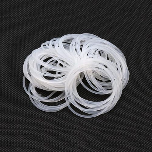 GatherTOOL 50 Stück CS 2 mm weiße Silikon-Ringdichtung OD 5~90 mm lebensmittelechter wasserdichter Unterlegscheiben-Gummi-Silikon-Dichtungs-Gummi-O-Ring (Color : 50Pcs, Size : OD 16mm ID 12mm)
