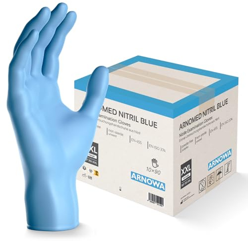 900x ARNOMED® Einweghandschuhe Blau, Nitril Handschuhe XXL | Einmalhandschuhe, Nitrilhandschuhe puderfrei, Gummihandschuhe, Schutzhandschuhe, Handschuhe Nitril in XS, S, M, L, XL, XXL