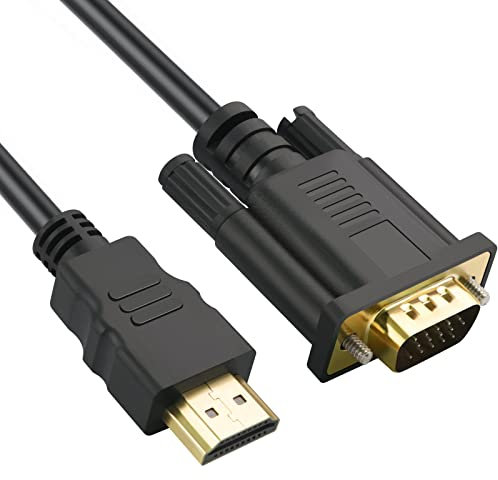 Omivine 1080P HDMI to VGA cable 2M, Gold Plated HDMI (In) to VGA (Out) One-Way Data Transmission Compatible with Raspberry Pi, Roku, computer, desktop, laptop, PC, monitor, projector, HDTV