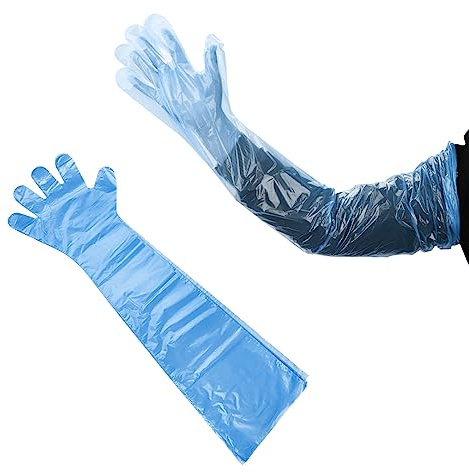 SEMINISMAR Langarm Veterinär Handschuhe, Veterinär-Handschuhe zur Viehbesamung, Einweg-Weichplastikfolie, Transparente Folie, Für den Tierarzt, Tierbesamung (Blau)