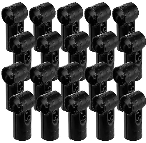 JAPCHET 20 Sets OD 1.1 Inch Black Fence End Rail T Clamp, Tee Chain Link Fence End Rails Clamps with Bolts & Nuts, Panel T Clamp for 28mm OD Pipe