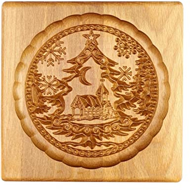 2PCS 3D Wooden Baking Mould,Wooden Cookie Presses, 3D Cookie Carved Wooden Mould, for Kitchen DIY Baking (G)