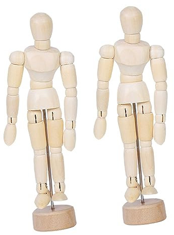 Abaodam 2stücke Holzfigur Gelenk-puppe Gelenke Beweglich Kreative Holzdekoration Für Künstler Desktop Ornament Skizzieren Und Wohnraumgestaltung