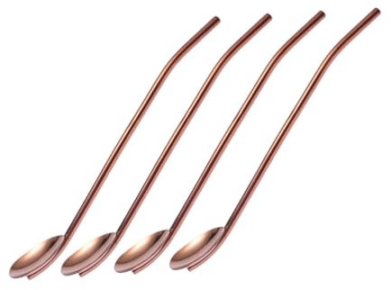 OUNONA 4pcs Brewing Spoon Straws Stainless Steel Jam Spoon Stirrer Strainer for Bar Cafe Tea