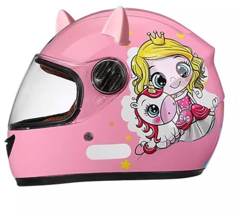 QJWMatic Kinder-Integral-Motorradhelm Leichte Sturzhelme Mit Sonnenblende Für Jungen Und Mädchen Von 3–12 Jahren Vier Jahreszeiten C,48-55CM