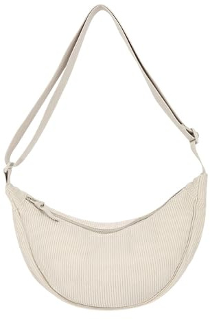 HIOQFR Borsa a Tracolla Mezzaluna Donna Velluto Borse Tracolla Crossbody Bag Crescent Half Moon Bag Borsa Piccola Borsette Hobo Borsetta Tracolla Regolabile Borse Spalla Casual Moda Donne Uomo-Bianco