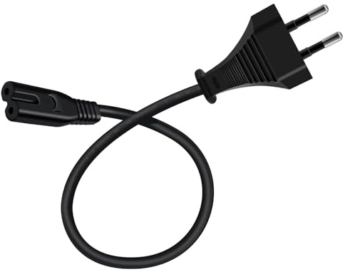 HuaLiSiJi Euro Netzkabel C7 2.5A 250V Netzkabel Stromkabel C7 90 Grad 2x0.75mm² für PS4, PS5, TV, Laptop, Monitor, Drucker (Schwarz, 0.5m)