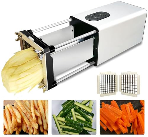 AUTUMFLATGAO Elektrischer Pommes Frites Schneider, Gewerbe-Und Haushalts-Pommes-Frites-Schneider, Mit 1/2 3/8 Klinge, Elektrischer Gemüseschneider, Geeignet Für Kartoffeln, Karotten