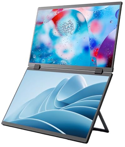 docooler Doppio monitor da 15,6 pollici 1080P Prolunga schermo per laptop Schermo pieghevole Display esterno ultrasottile Frequenza di aggiornamento 60Hz per PC portatili Console di gioco per telefoni